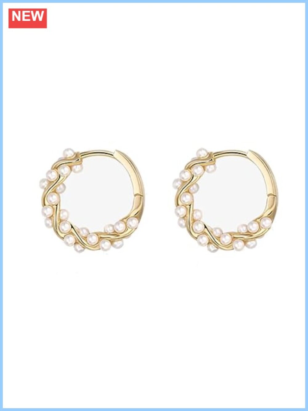 Sterling Silver Twisted Hoop Earrings Pearl Accent Chunky Gold Hoops